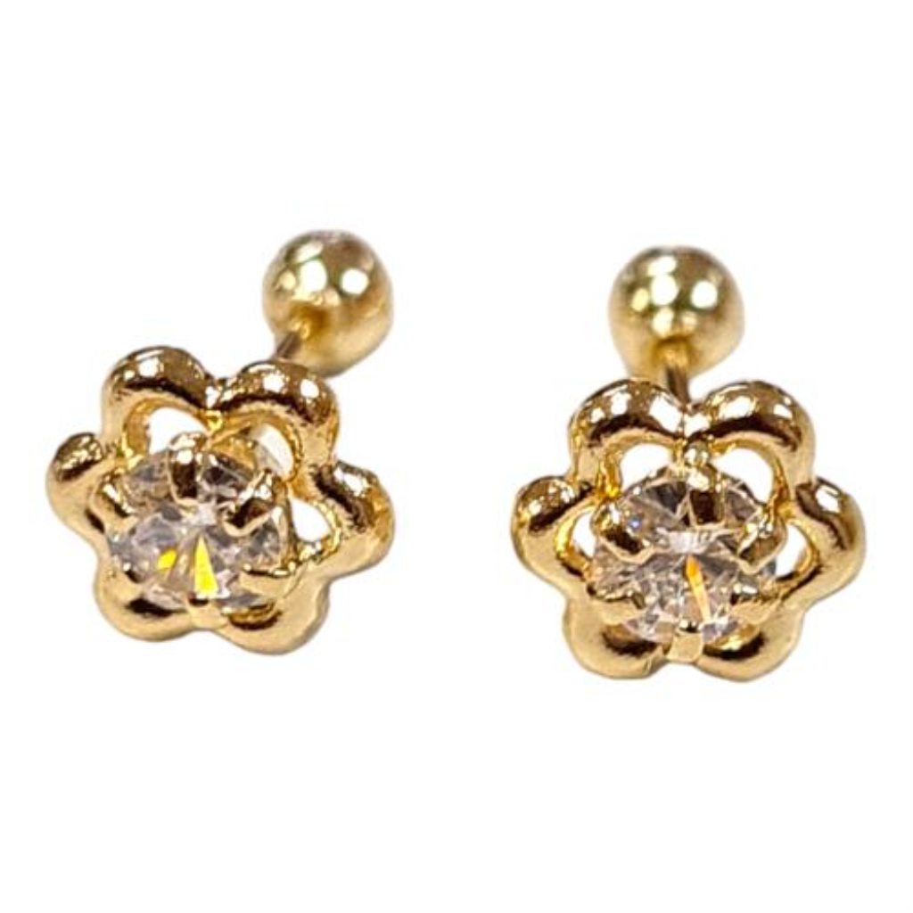 Par De Broqueles Flor 1131944 Oro, 10 K, 0.01 Grs