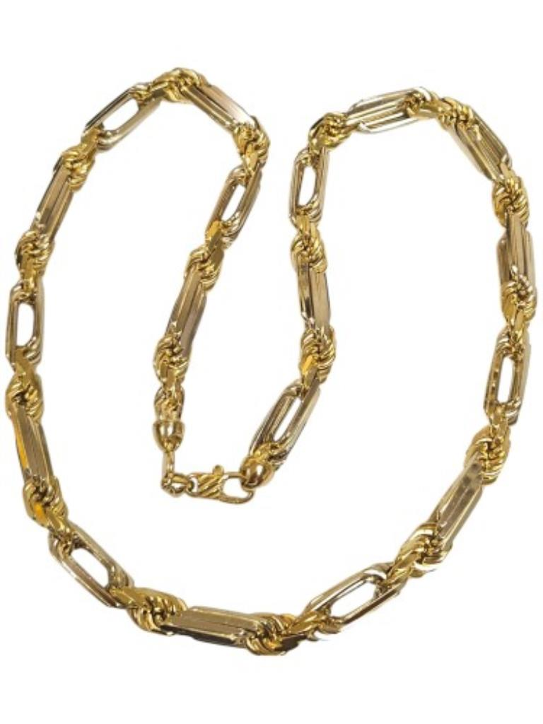 Cadena Torzal Figaro Bicolor Oro, 14 K, 248.10 Grs, Medida 75 Cm