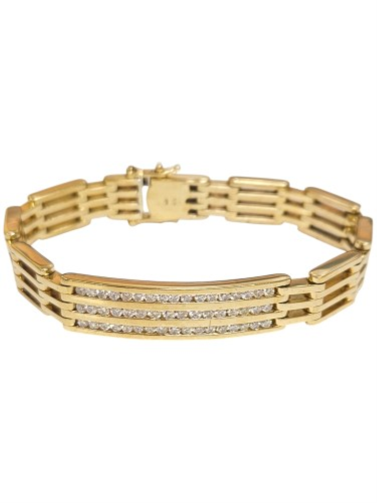 Esclava Con Brillantes Oro, 14 K, 45.10 Grs, 50.00 Puntos , Medida 19 Cm