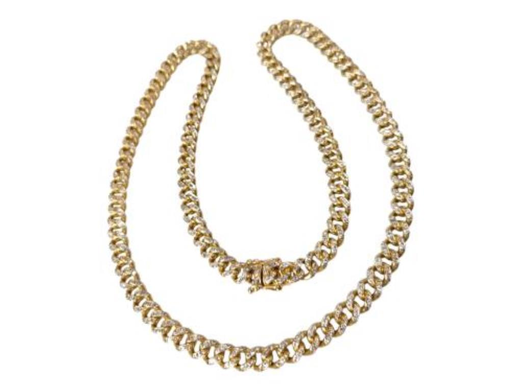Cadena Eslabones C/brillantes Oro, 14 K, 106.10 Grs, 734.00 Puntos , Medida 66 Cm