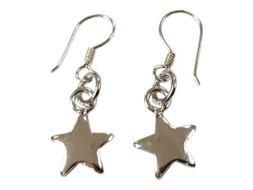 Par De Aretes Largos Estrella Plata, 925 K, 2.80 Grs