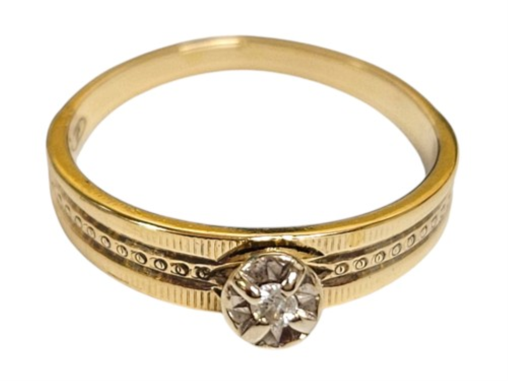 Anillo Solitario Con Brillante Oro, 14 K, 2.00 Grs, 1.00 Puntos , Talla 6.5