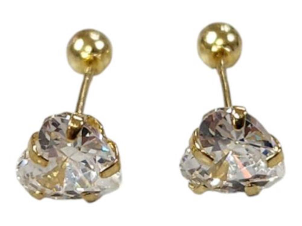 Par De Broqueles Corazón C/p.s. Oro, 10 K, 0.40 Grs