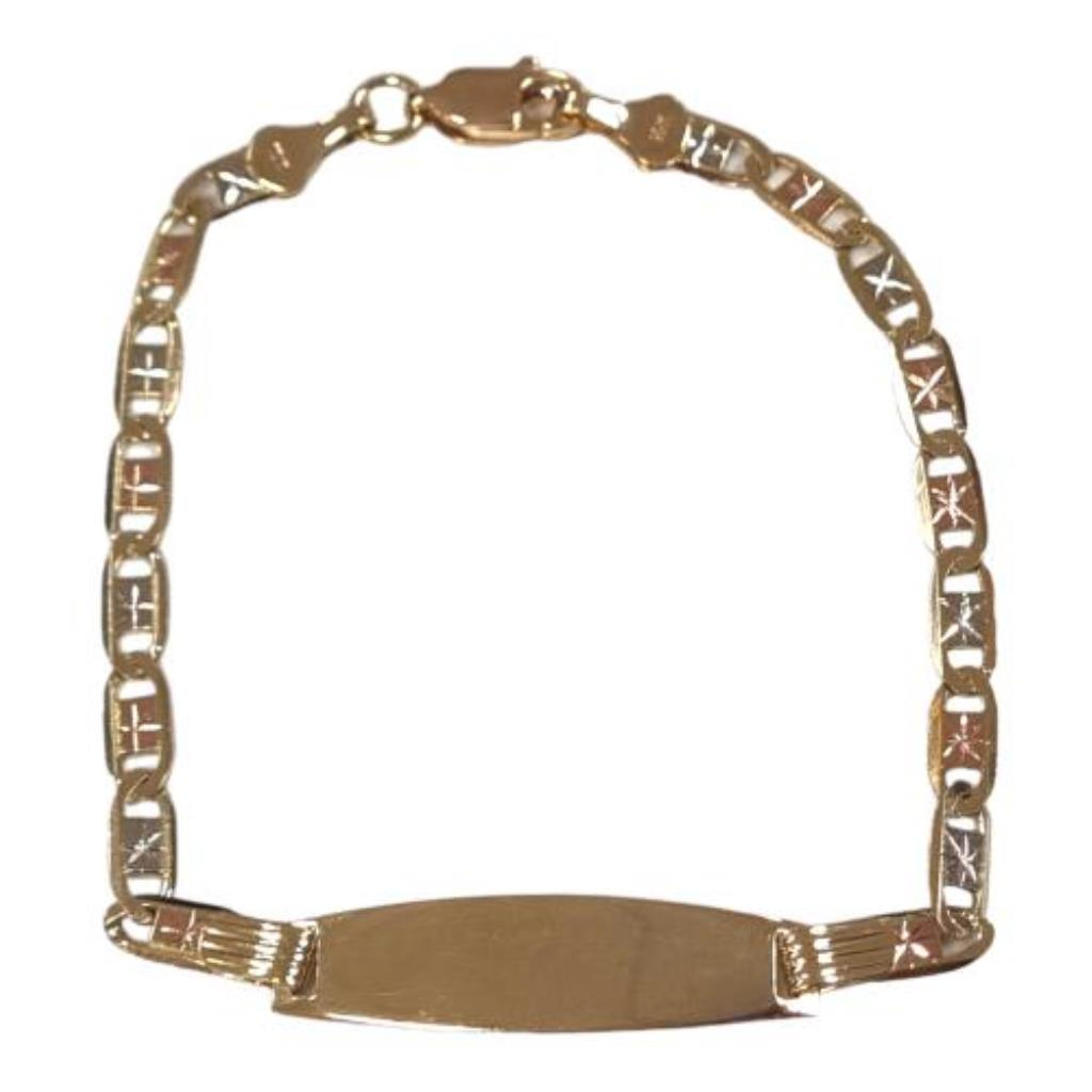 Esclava Con Placa Eslabon Gucci O. F Oro, 10 K, 3.70 Grs, Medida 17 Cm