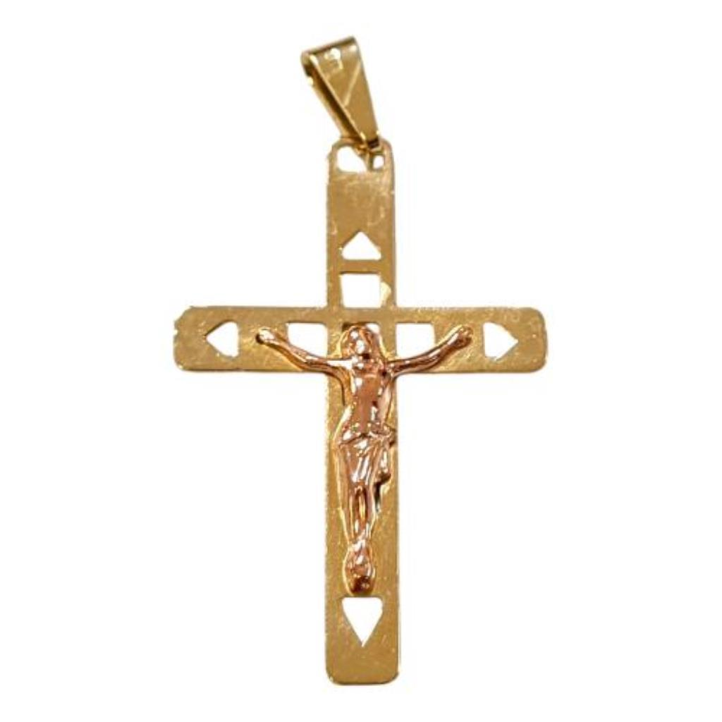 Crucifijo Bicolor Oro, 14 K, 1.70 Grs