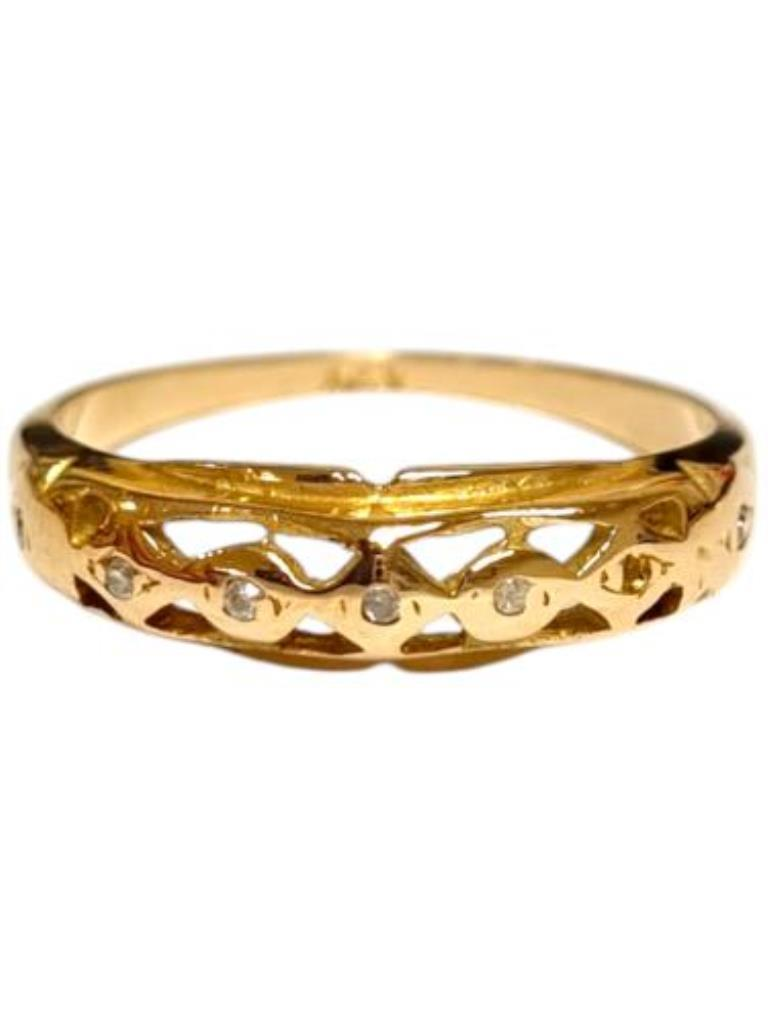 Anillo Con Brillantes Oro, 14 K, 2.00 Grs, 7.00 Puntos , Talla 6