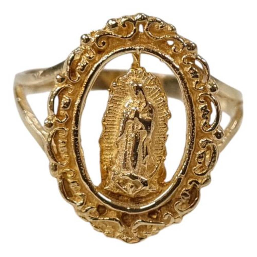 Anillo Con Virgen Oro, 10 K, 3.10 Grs, Talla 8