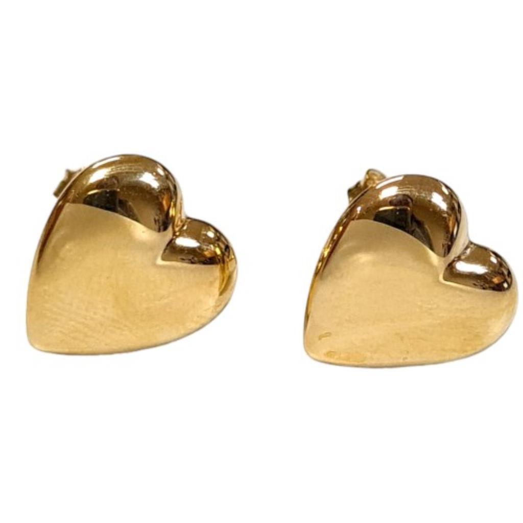 Par De Broqueles Corazón Oro, 10 K, 0.20 Grs