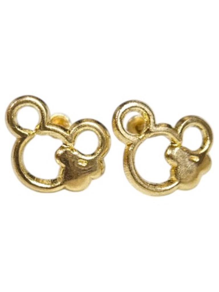 Par De Broqueles Broqueles Mickey Liso Oro, 10 K, 0.20 Grs