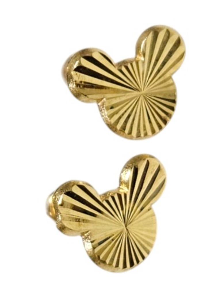 Par De Broqueles Broqueles Mickey Liso Oro, 10 K, 0.20 Grs