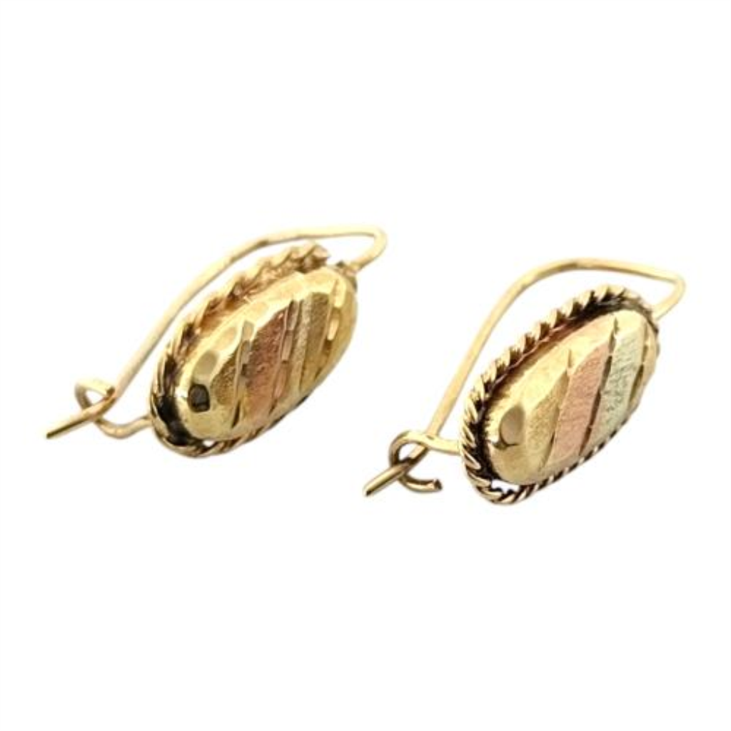 Par De Aretes Oro Florentino Oro, 10 K, 1.10 Grs
