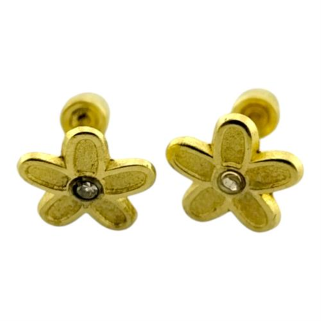Par De Broqueles Flor Oro, 10 K, 0.20 Grs