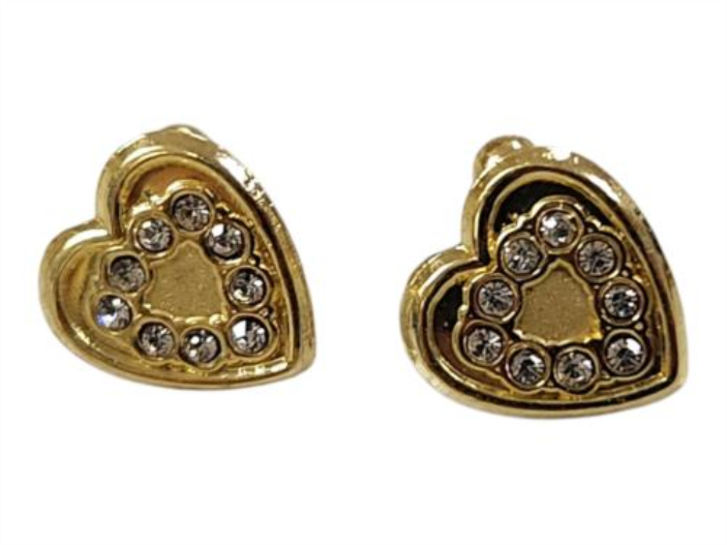 Par De Broqueles Corazón Oro, 10 K, 0.30 Grs