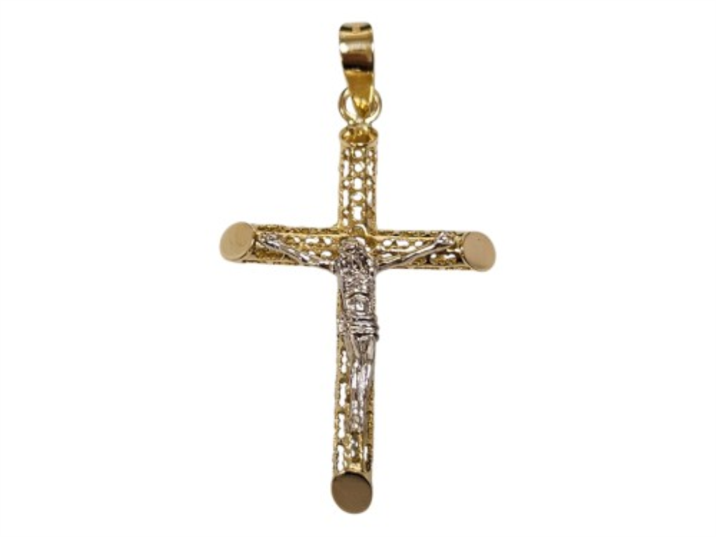 Crucifijo Bicolor Oro, 10 K, 2.90 Grs