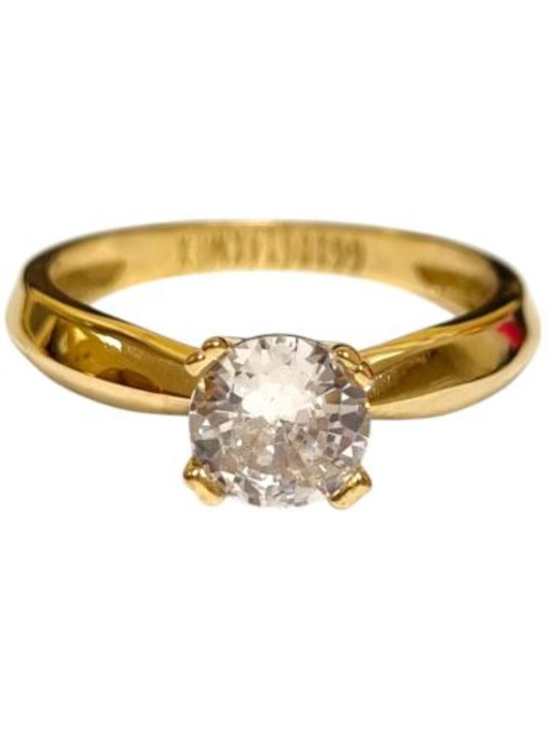 Anillo Solitario Con Piedra Sintetica Oro, 14 K, 2.40 Grs, Talla 7