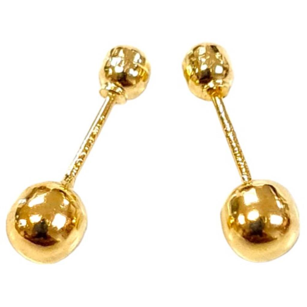 Par De Broqueles Bola Oro, 14 K, 0.20 Grs