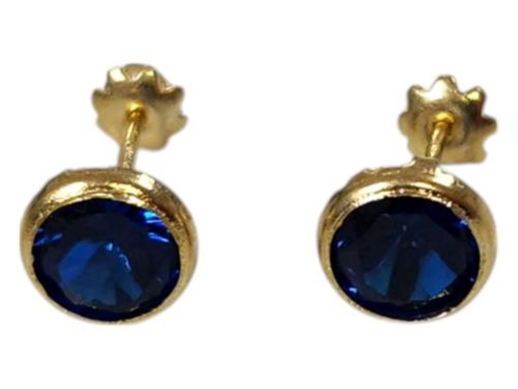 Par De Broqueles Con P.s. Azul Oro, 10 K, 0.50 Grs