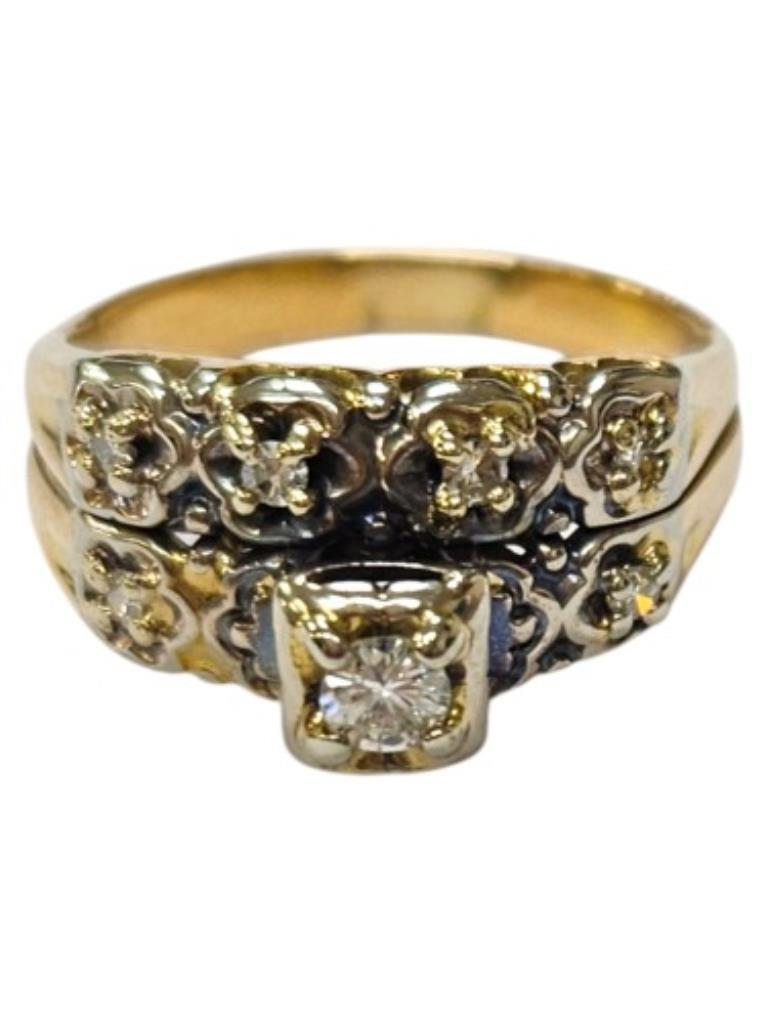 Anillo Con Brillantes Union Oro, 14 K, 4.50 Grs, 7.00 Puntos , Talla 7.5