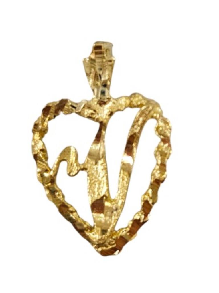 Dije Corazón C/inicial "v" Oro, 10 K, 0.30 Grs