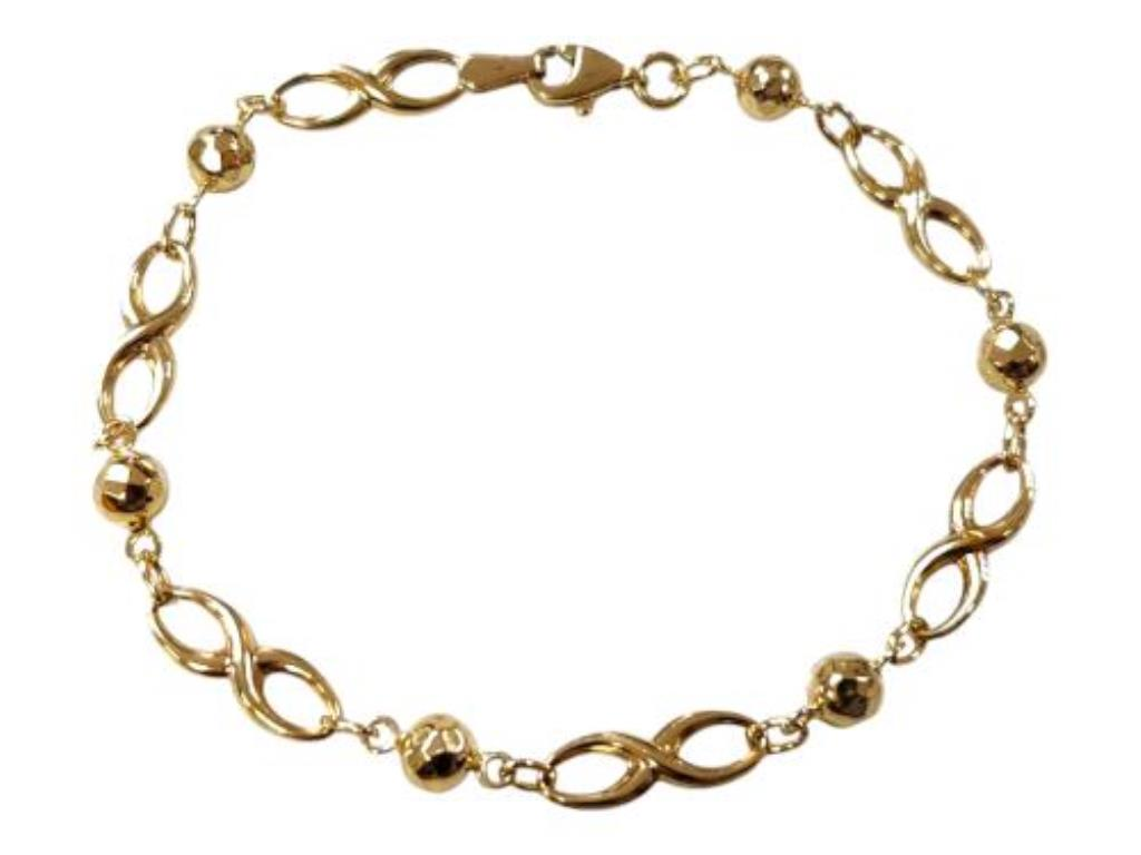 Esclava Con Bolitas Infinito Oro, 14 K, 3.60 Grs, Medida 19 Cm