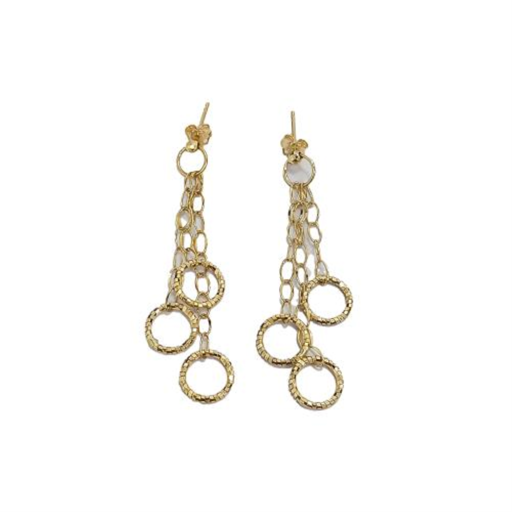 Par De Aretes Con Dijes Redondos Oro, 14 K, 3.00 Grs