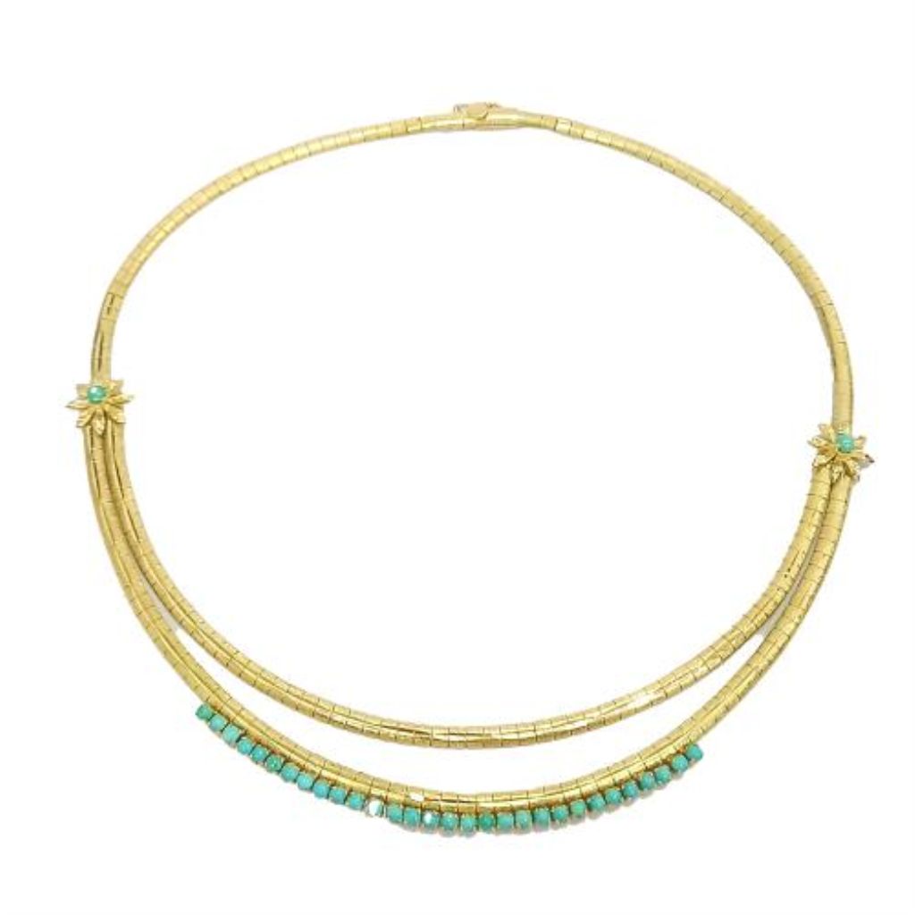 Gargantilla Con Piedra Sintética Oro, 18 K, 49.30 Grs, Medida 48 Cm
