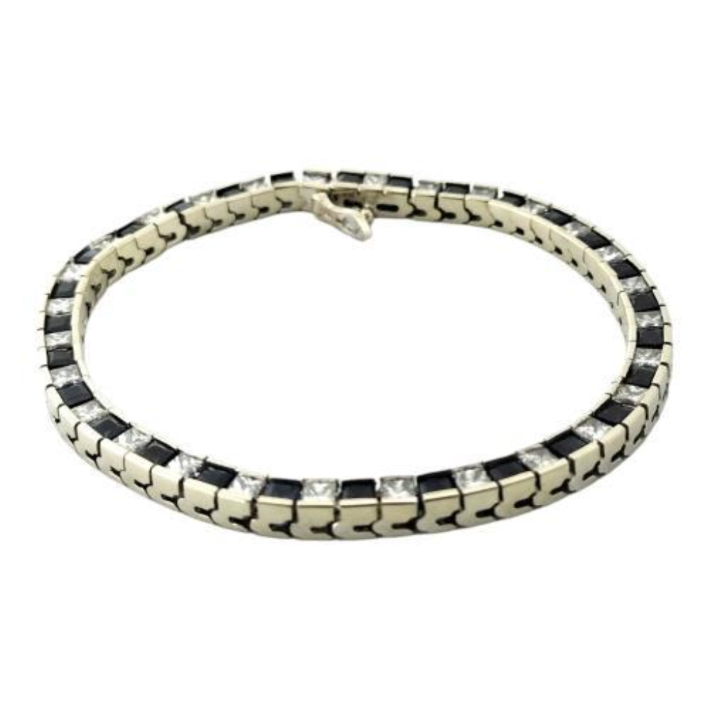 Esclava Con Brillantes Oro Blanco Con Zafiros Oro, 14 K, 20.90 Grs, 28.00 Puntos , Medida 19 Cm