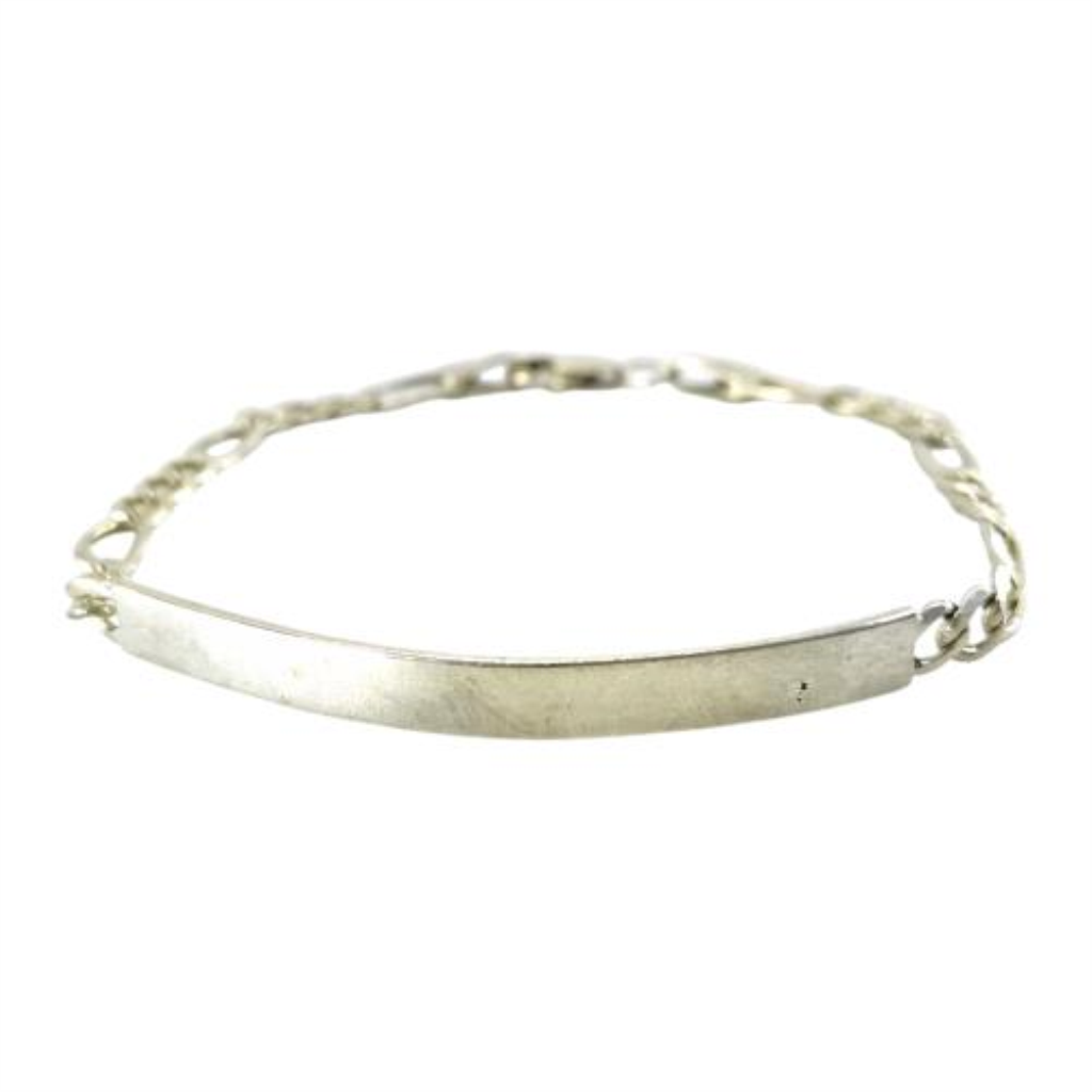Esclava Con Placa Plata, 925 K, 4.50 Grs, Medida 18 Cm
