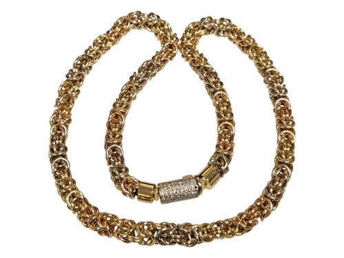 Cadena Moderna O.f C/brillantes Oro, 14 K, 225.40 Grs, 152.00 Puntos , Medida 65 Cm