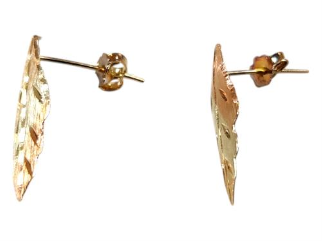 Par De Aretes Oro Florentino Hojitas Oro, 10 K, 0.50 Grs