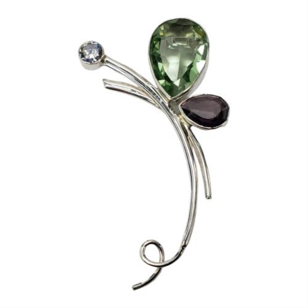 Dije Con Piedra Sintética De Colores Plata, 925 K, 9.00 Grs