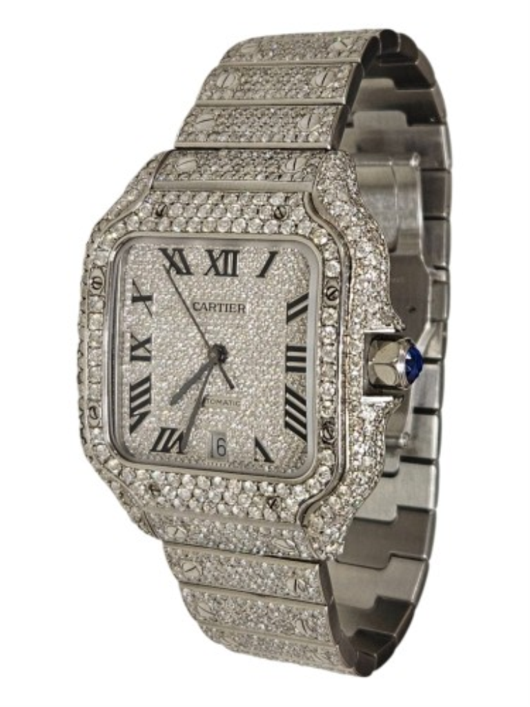  Reloj Cartier Santos Clásico C/dia 23.00 Ct Despues De Cartier Espinela Posteri 