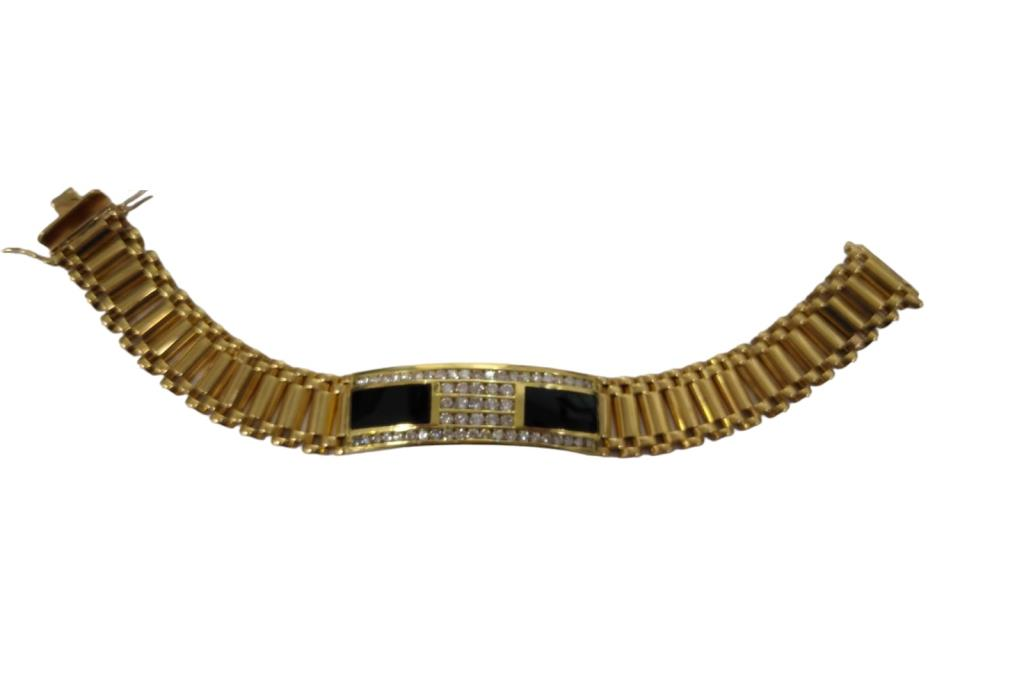 Esclava Tipo Rolex C/ Brillantes Oro, 18 K, 47.50 Grs, 57.00 Puntos , Medida 18 Cm
