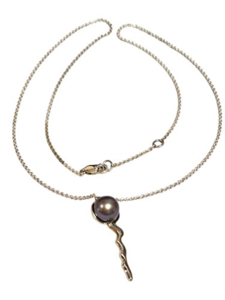 Gargantilla Con Dije Perla Plata, 925 K, 6.00 Grs, Medida 50 Cm