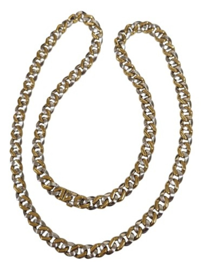 Cadena Bicolor Barbada Oro, 18 K, 134.10 Grs