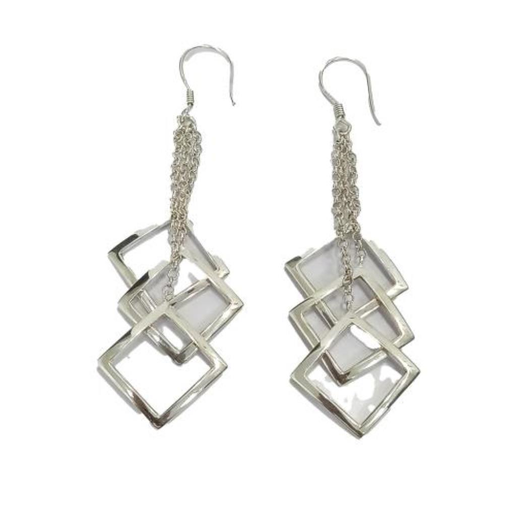Par De Aretes Largos Plata, 925 K, 9.30 Grs