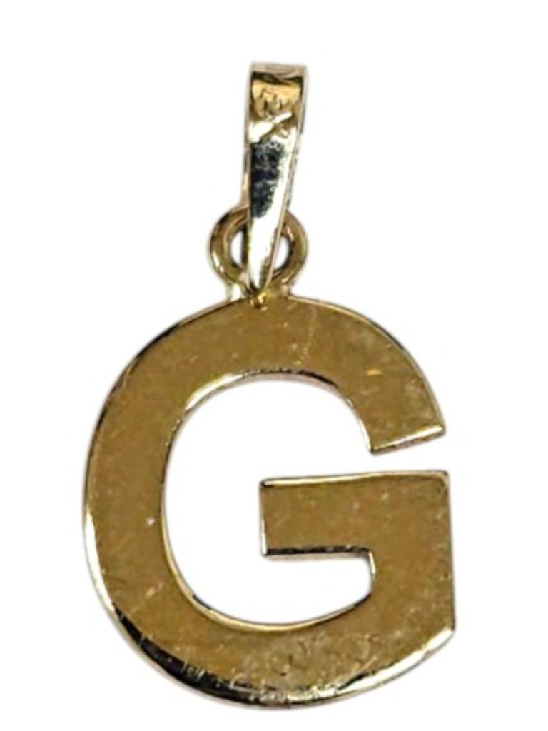 Dije Con Inicial "g" Oro, 14 K, 0.40 Grs