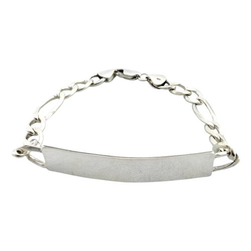 Esclava Con Placa Plata, 925 K, 15.20 Grs, Medida 20 Cm