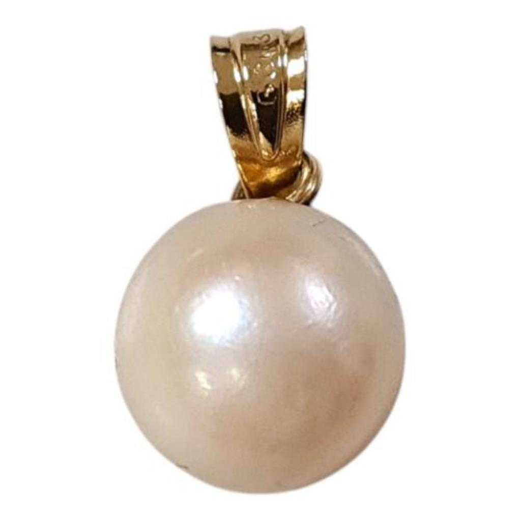 Dije Con Piedra Sintética Perla Oro, 10 K, 0.30 Grs