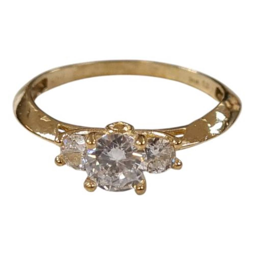 Anillo Con Piedra Sintética Oro, 10 K, 2.20 Grs, Talla 9