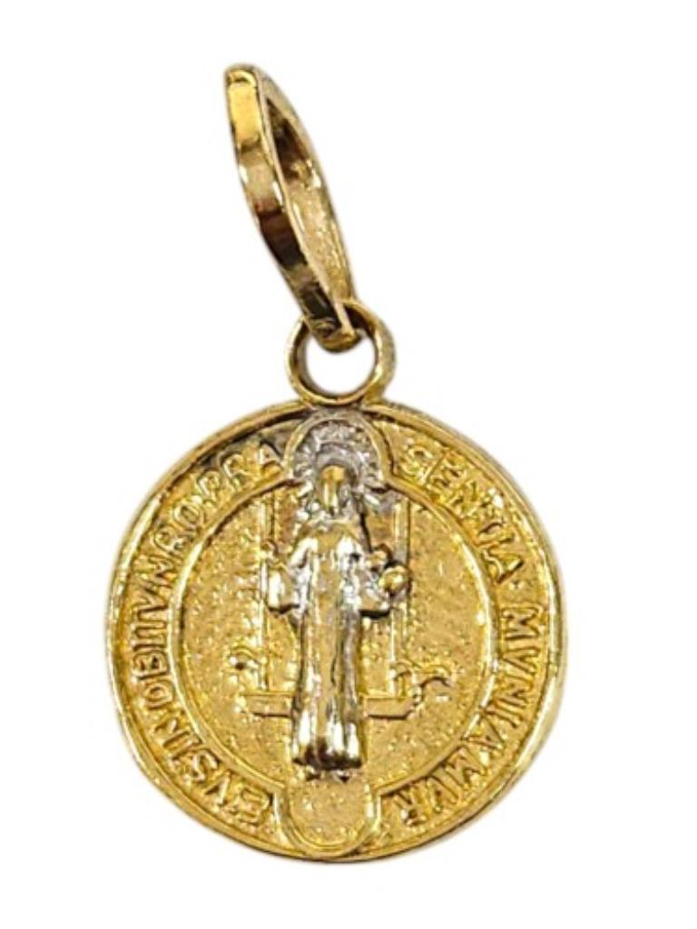 Medalla San Benito Bicolor Oro, 10 K, 0.50 Grs