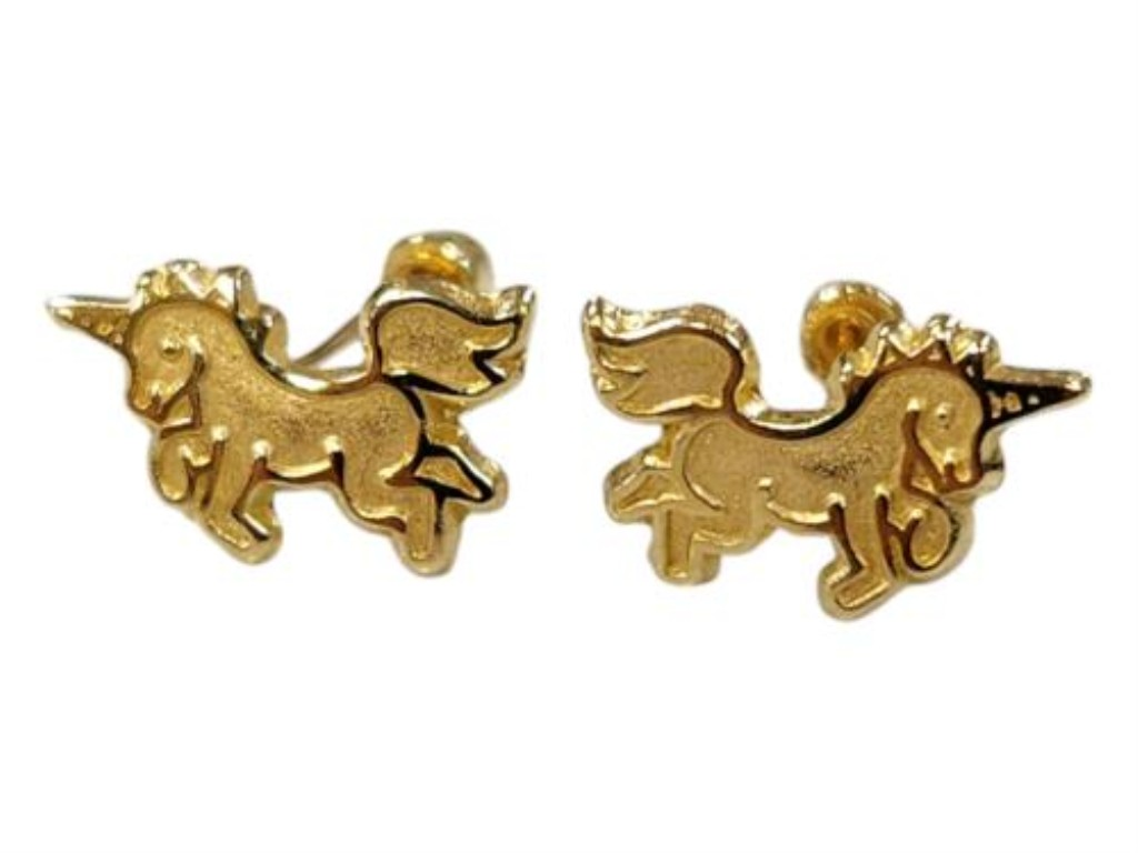 Par De Broqueles Broqueles Unicornio Oro, 10 K, 0.20 Grs