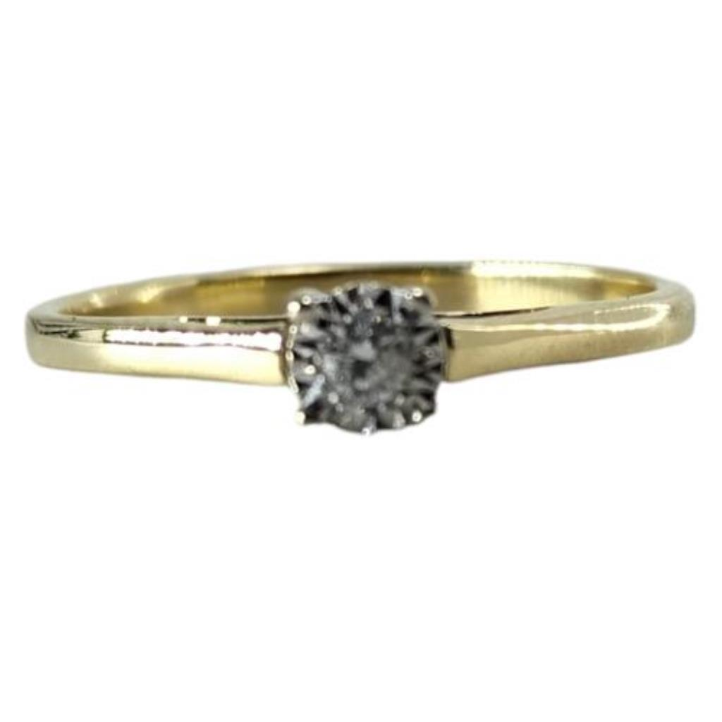 Anillo Solitario Con Brillante Oro, 14 K, 1.70 Grs, 1.00 Puntos , Talla 7
