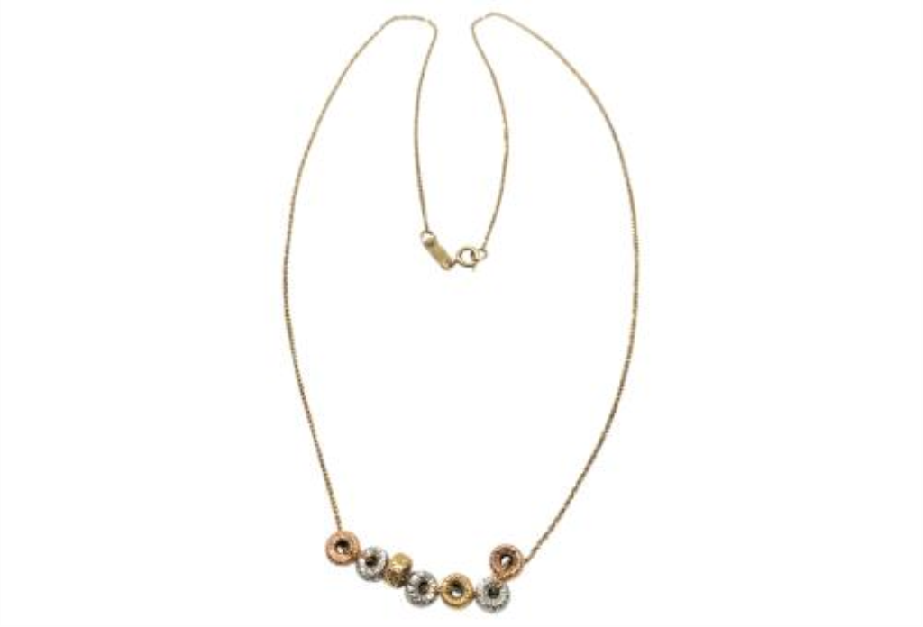 Cadena Con Dije Bolitas En Of Oro, 14 K, 1.90 Grs, Medida 46 Cm