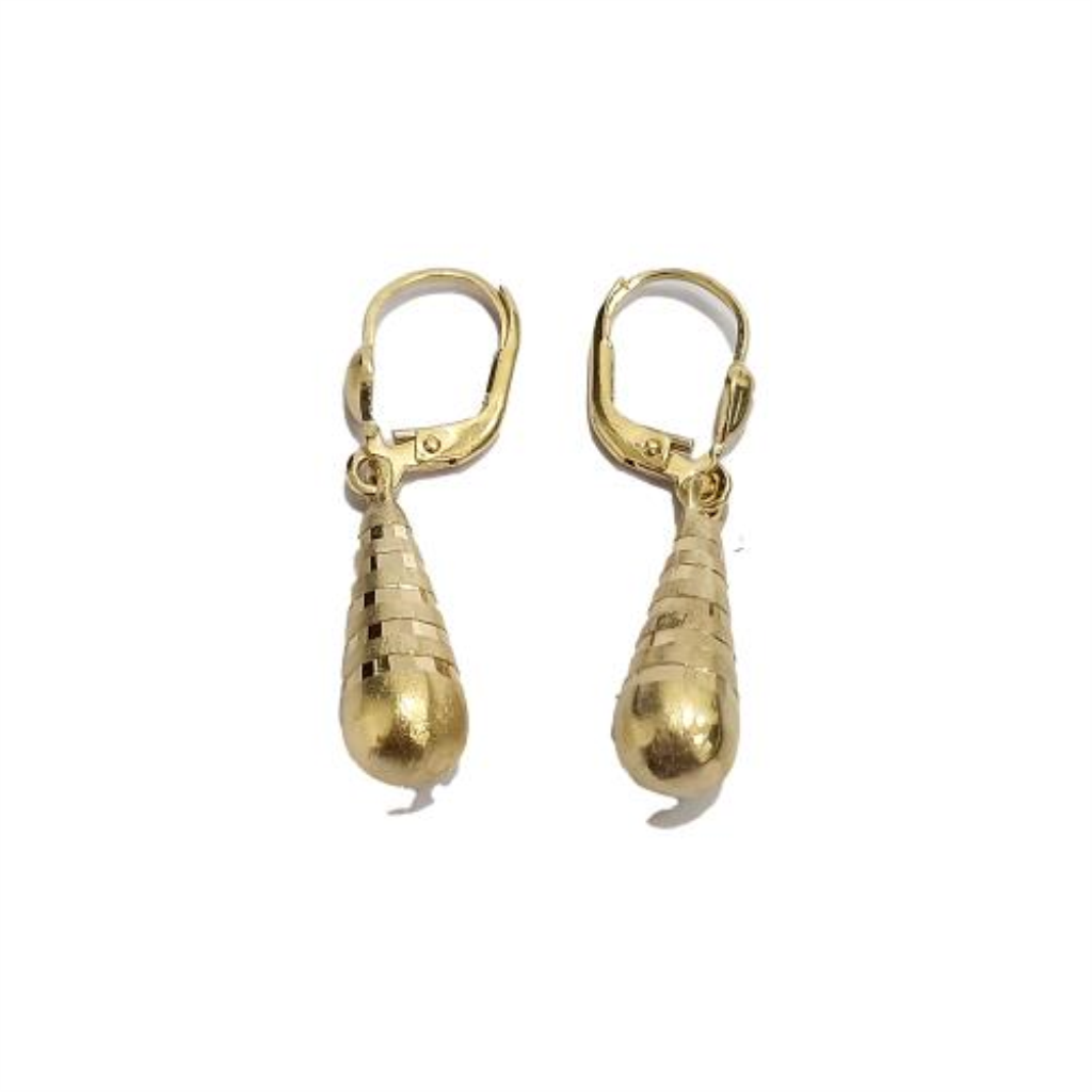 Par De Aretes Huecos Gota Oro, 14 K, 2.80 Grs