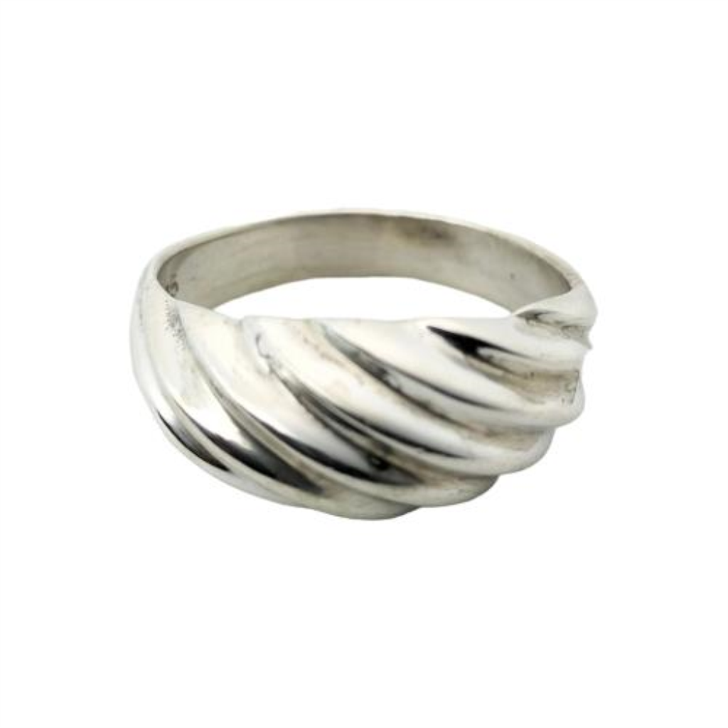 Anillo Dama Acanalado Plata, 925 K, 4.00 Grs, Talla 8