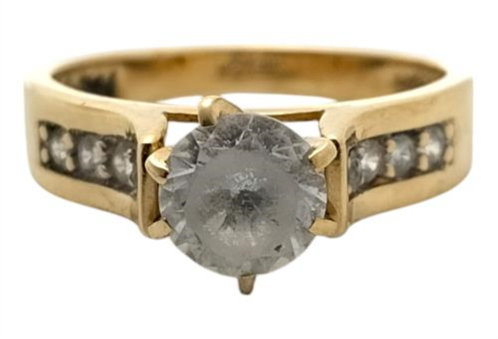 Anillo Con Piedra Sintética T.s Oro, 14 K, 3.30 Grs, Talla 7