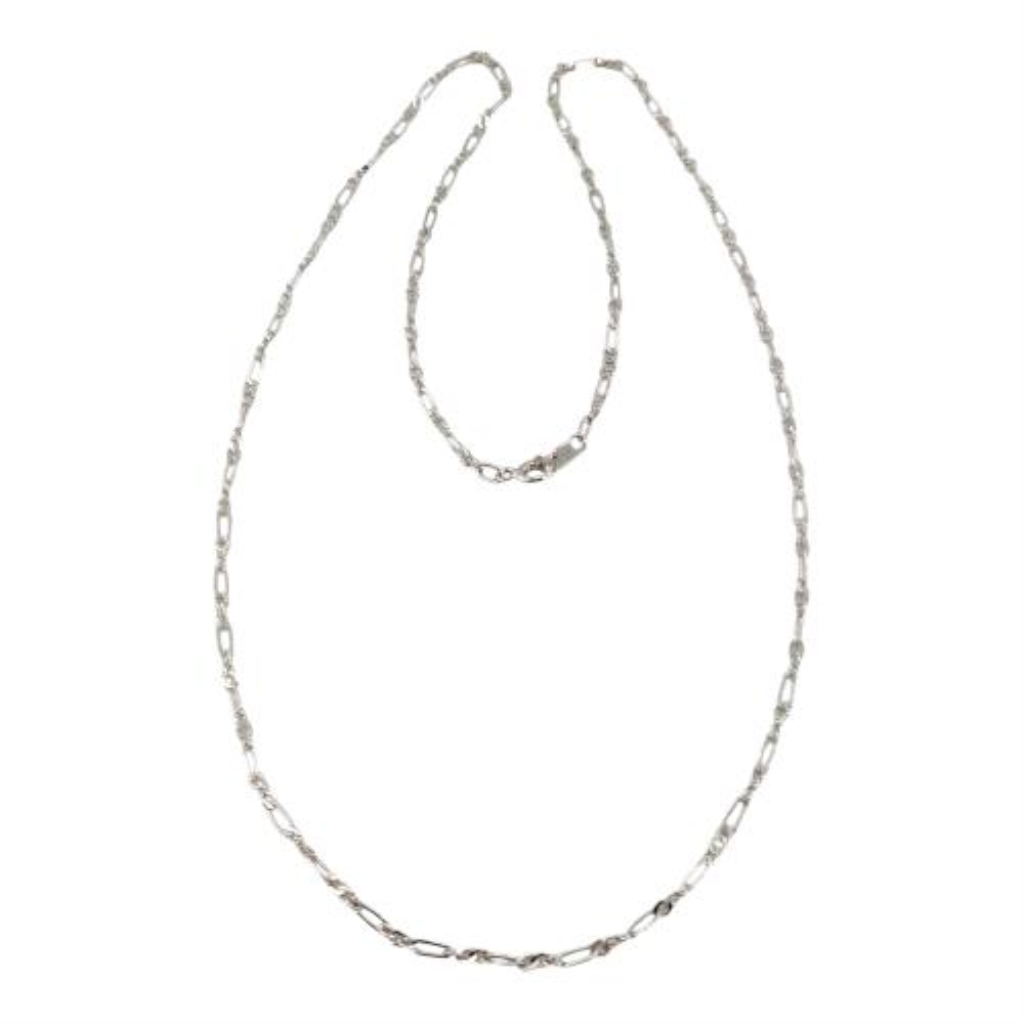 Cadena Eslabón Combinado Plata, 925 K, 3.40 Grs, Medida 60 Cm