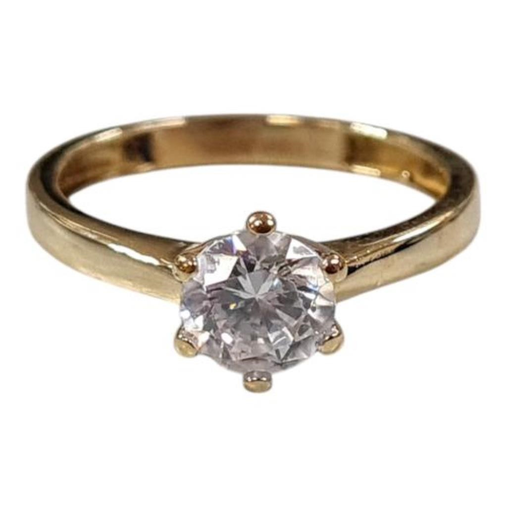 Anillo Solitario Con P.s. Oro, 10 K, 2.10 Grs, Talla 7