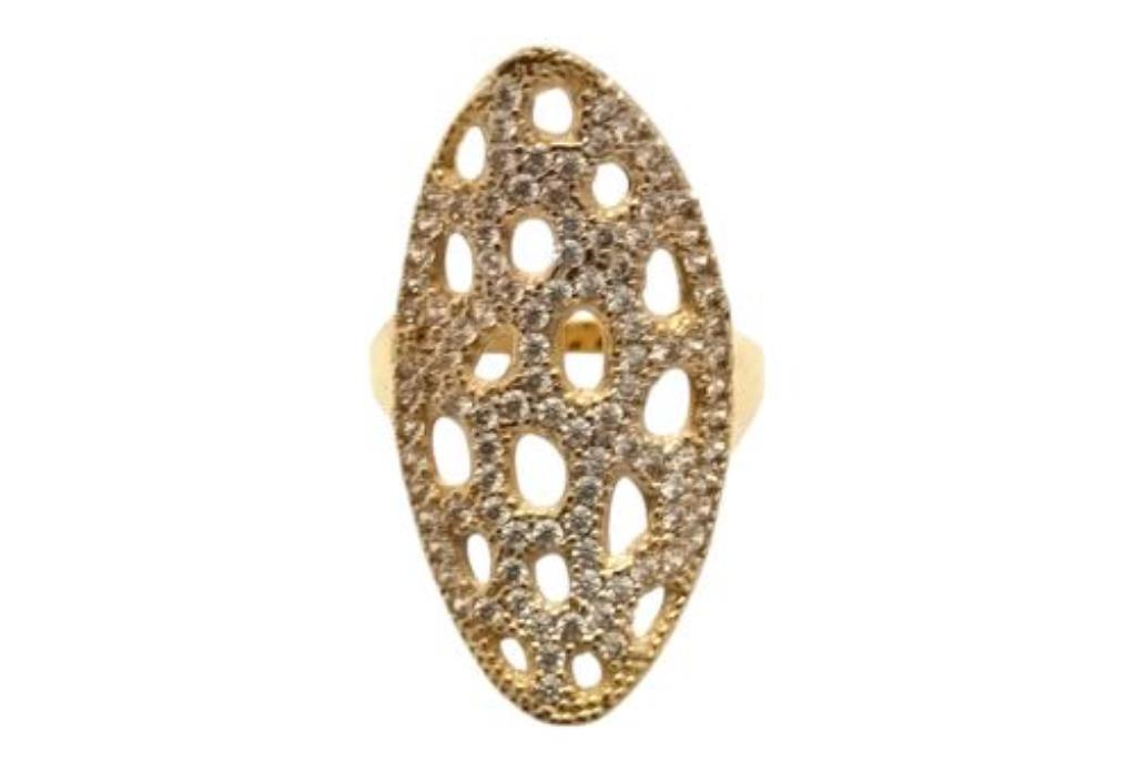 Anillo Con Piedra Sintética Ondulado Oro, 10 K, 3.50 Grs, Talla 7.5